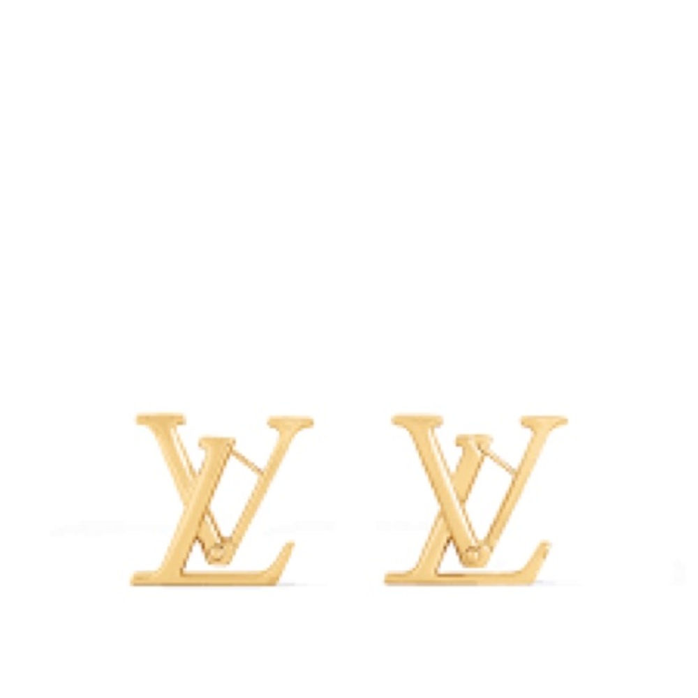Louis Vuitton Macro LV Gold Logo Earrings w/ Dust Bag - Picture 3 of 7